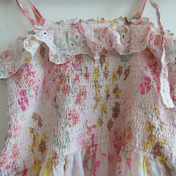 POLO RALPH LAUREN Floral Ruffled Peplum Tank Top Eyelet Pastel Cottage Preppy - Picture 7 of 13